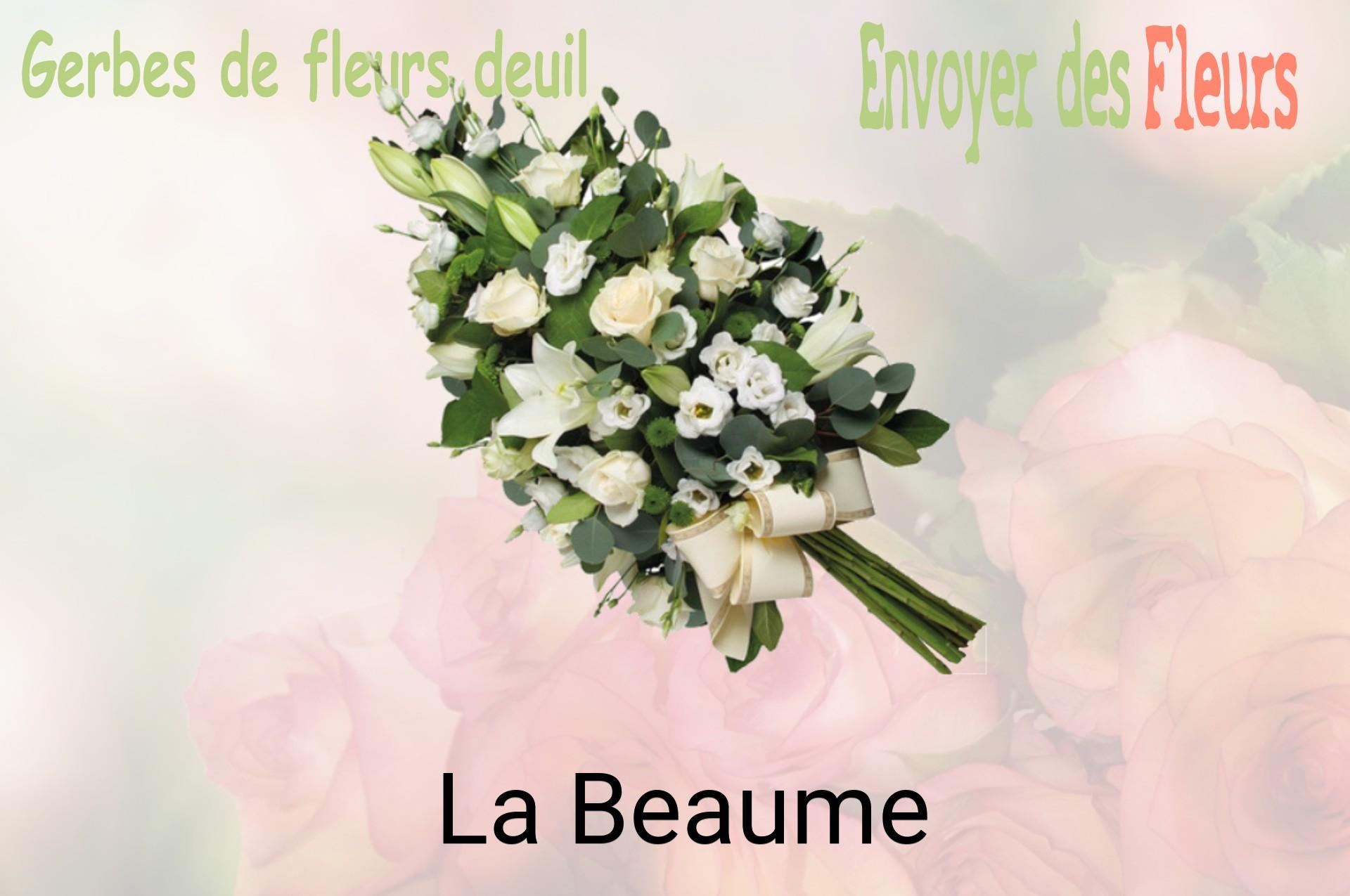 Gerbe de fleurs de deuil livrée à La Beaume